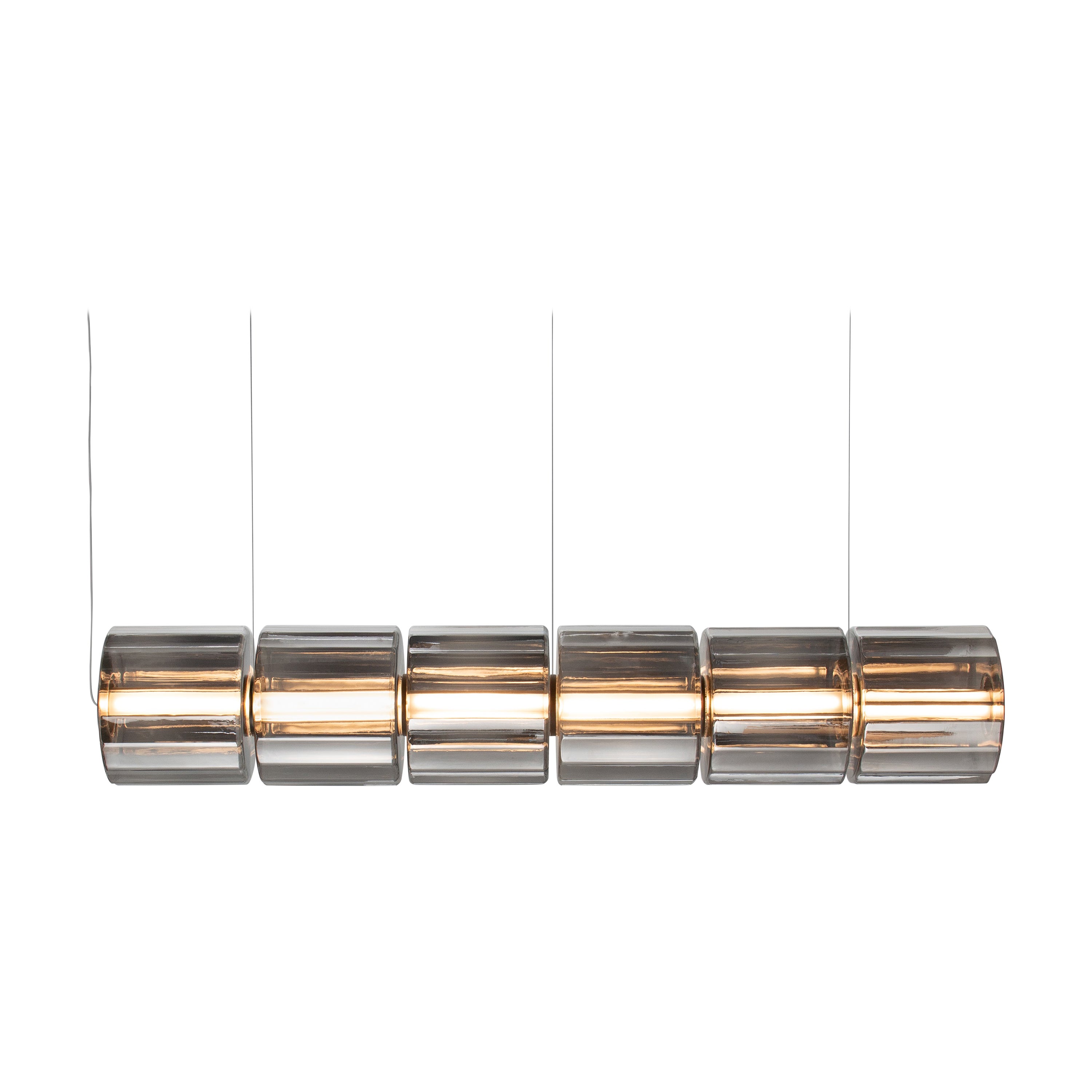 Contemporary Pendant Lamp 'Column' 300 - 6, Horizontal, Carbon For Sale