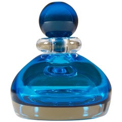 Frasco de perfume italiano contemporáneo de Murano azul aguamarina
