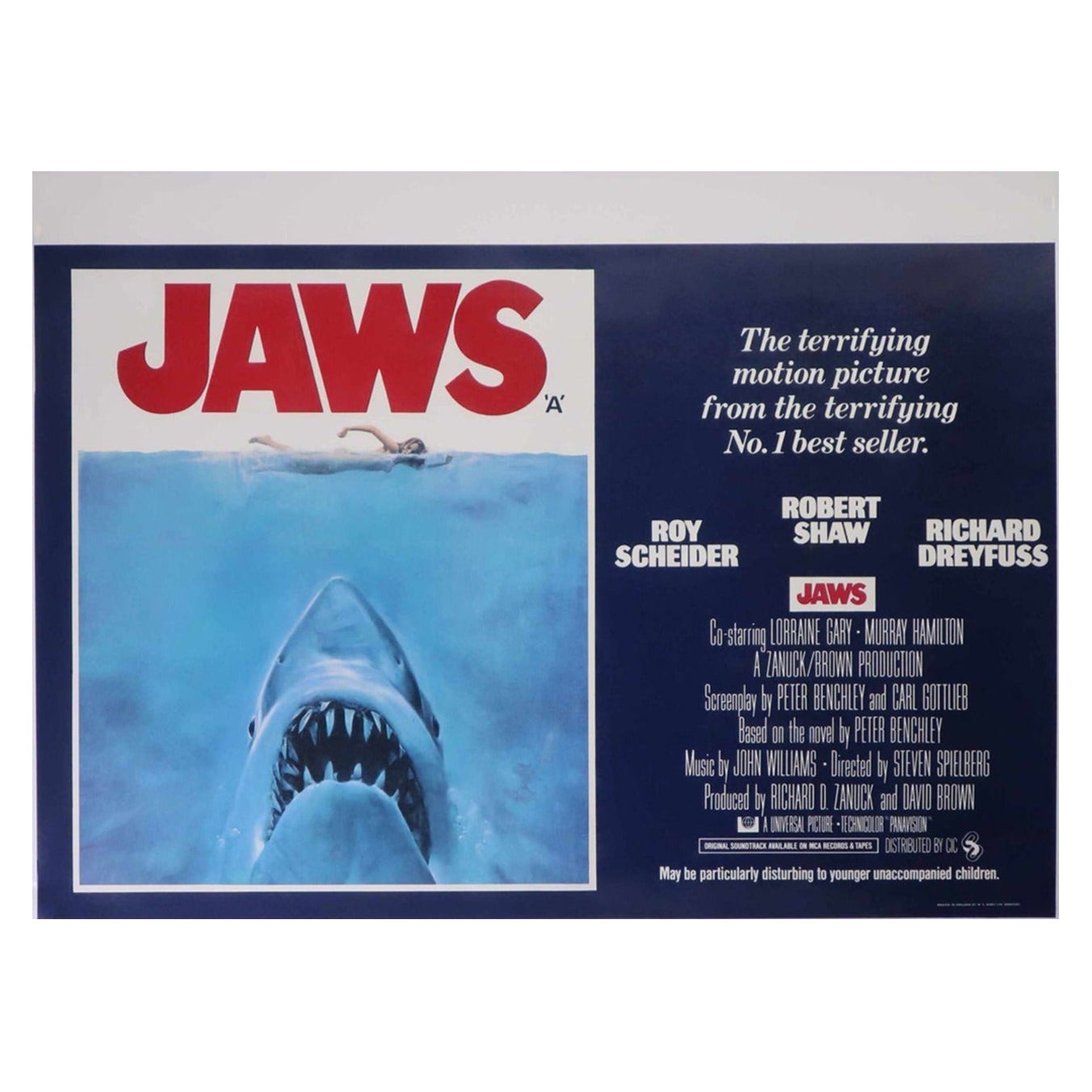 1975 Jaws Original Vintage Poster en vente