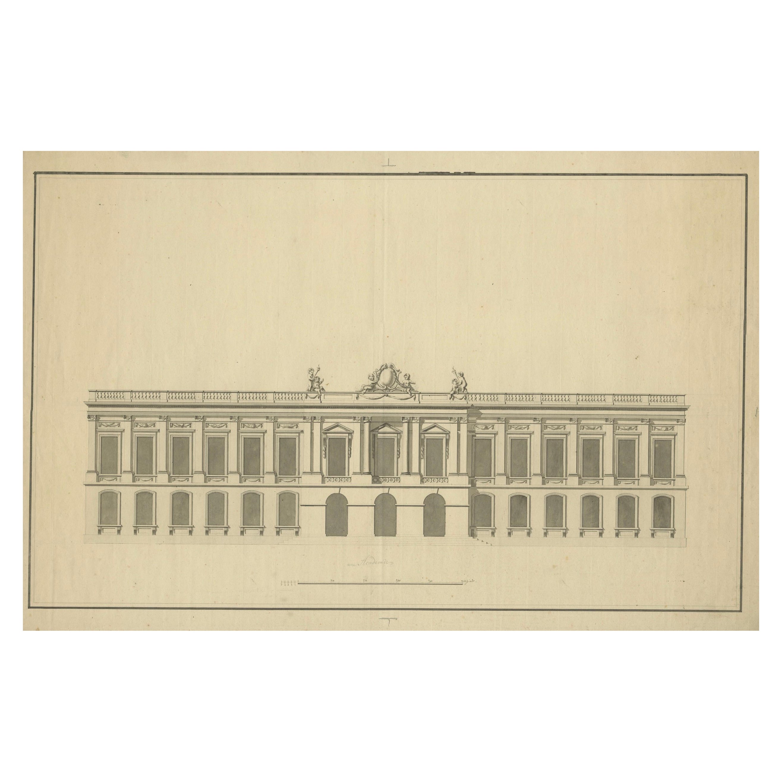 Neoclassical Grandeur: An Architectural Study from the Early 1700s For Sale
