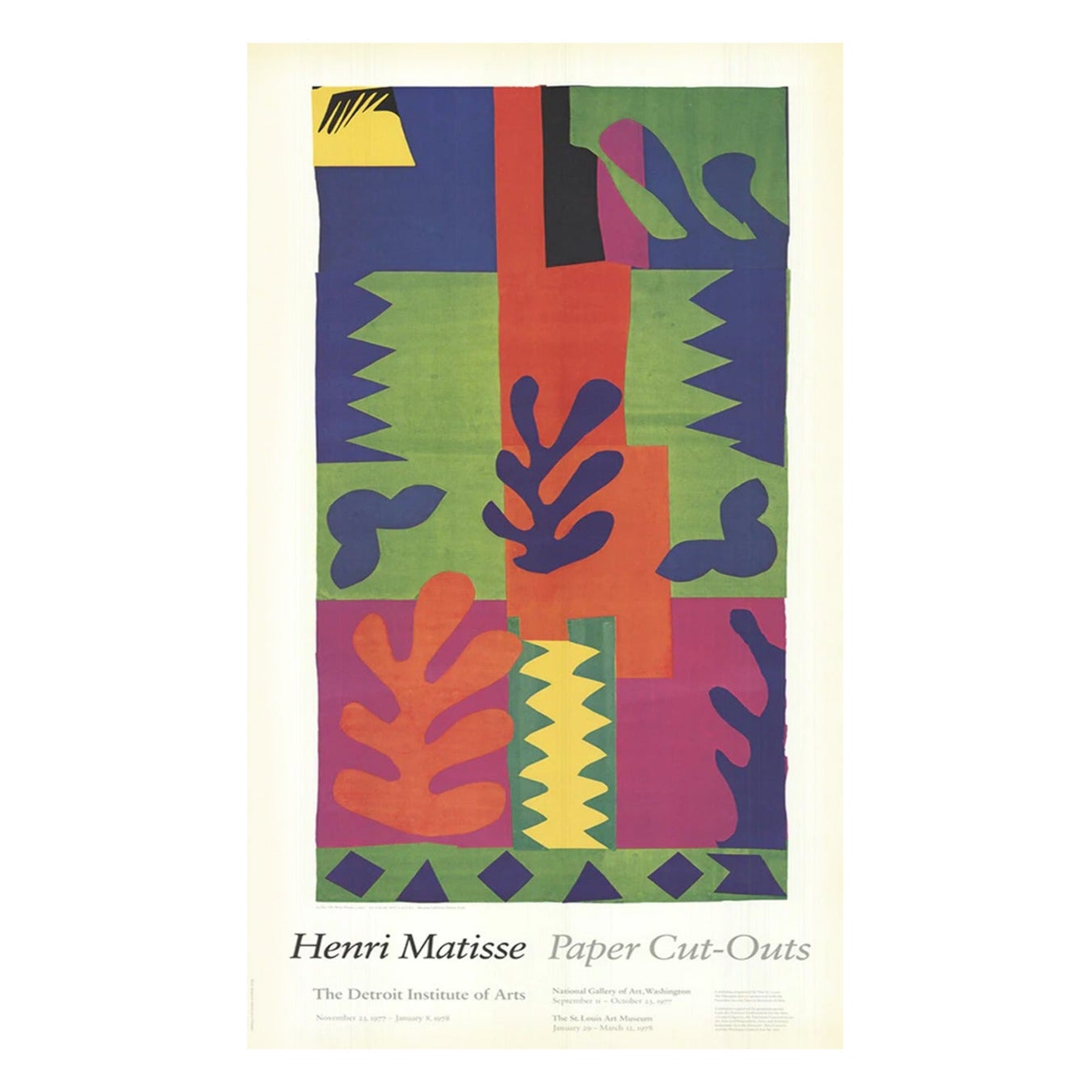 1977 Henri Matisse - Paper Cut-Outs - Detroit Institute of Arts Original Poster