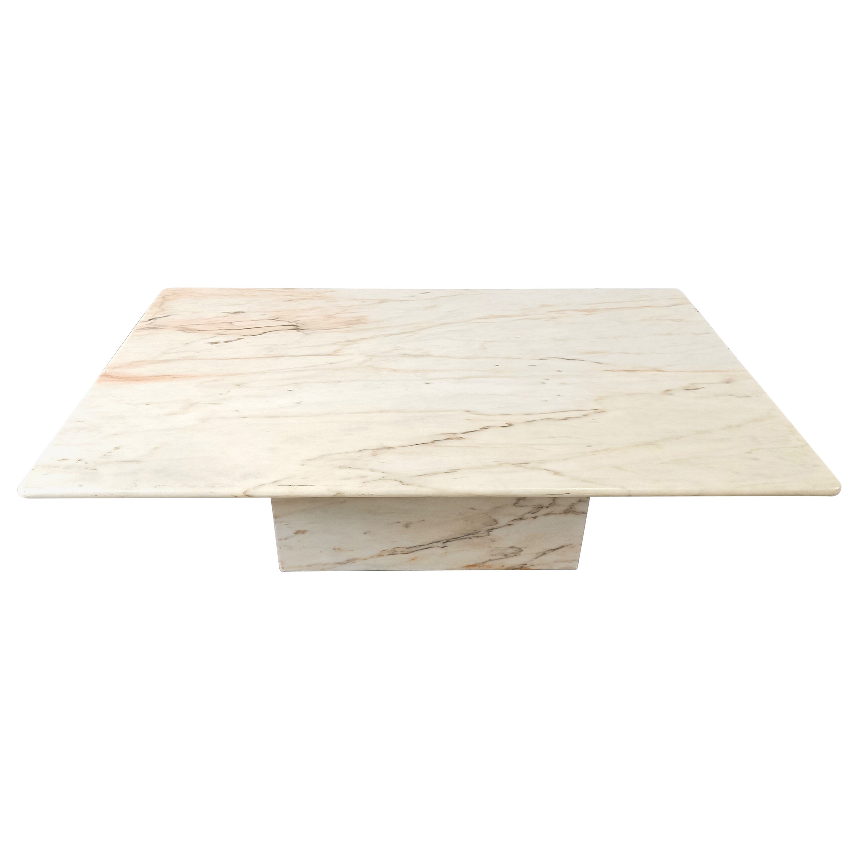 Vintage white marble coffee table, 1970s at 1stDibs