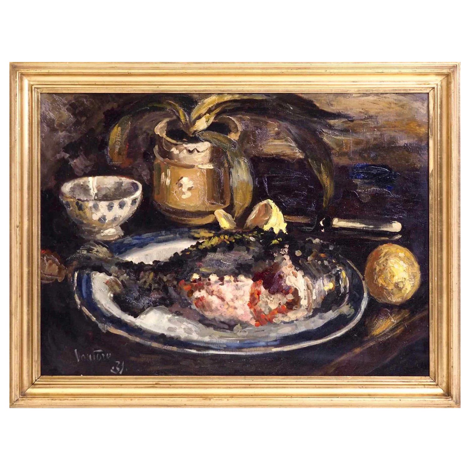 Fine nature morte painting, oil on canvas, singed and dated “31” For Sale