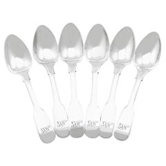 Antique Sterling Silver Fiddle Pattern Tradesman Spoons