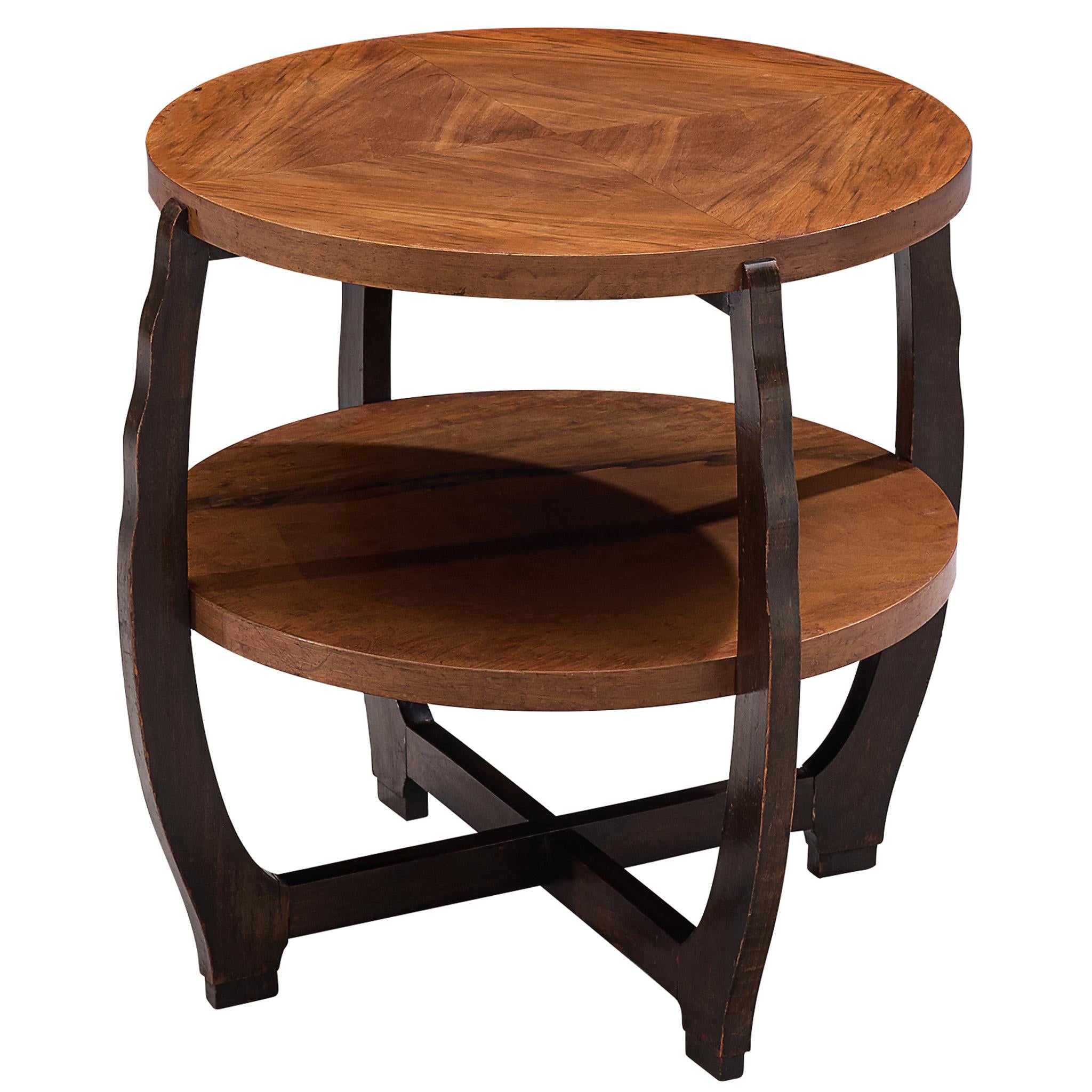 Table d'appoint Art Déco française en noyer