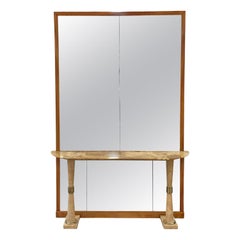 Italienischer Mid-Century-Modern-Konsolentisch und Glas-Wandspiegel aus Marmor des 20. Jahrhunderts