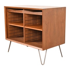 Arne Vodder Style Danish Modern Walnut Bookcase or Record Cabinet, Circa 1960s