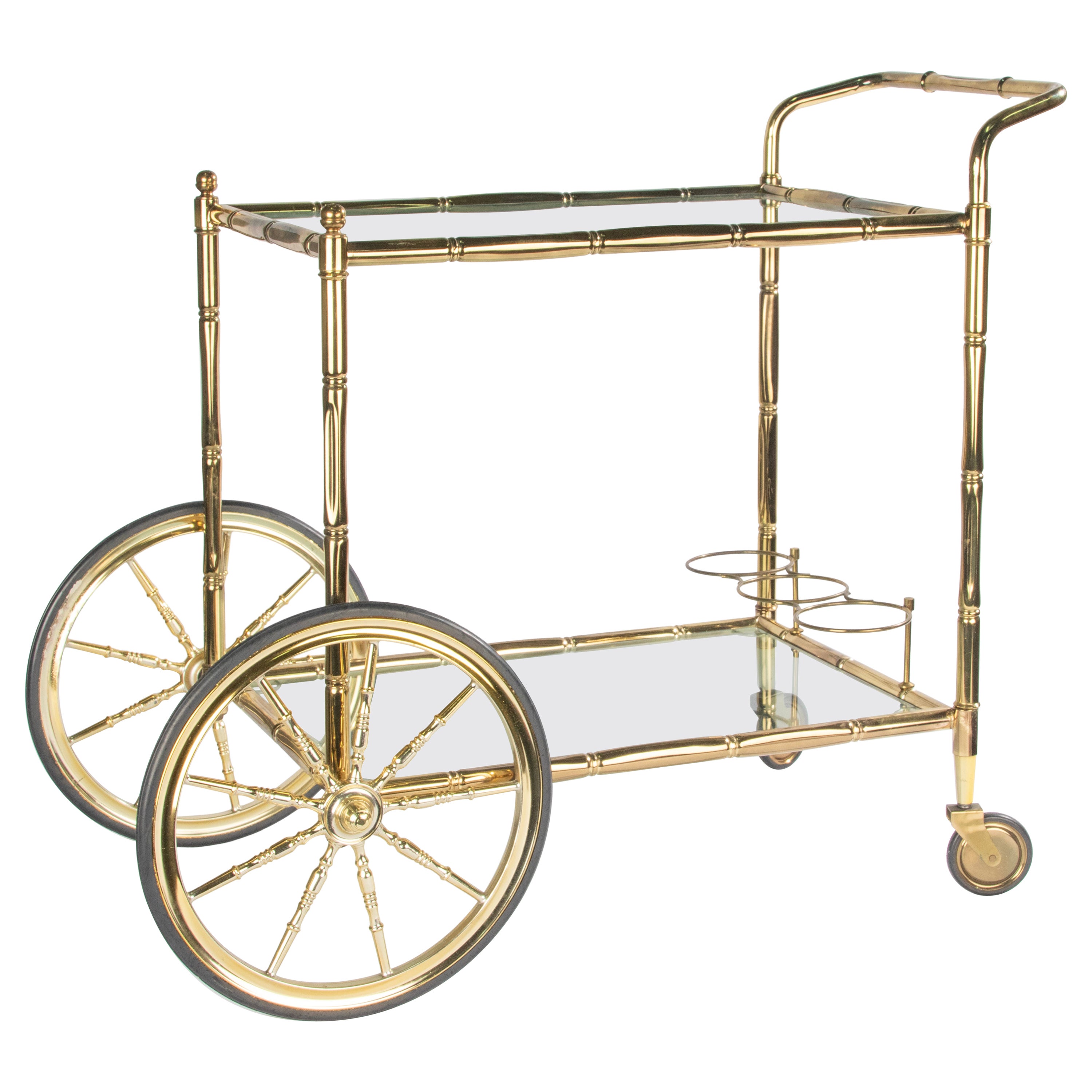 Late 20th Century Brass Faux Bamboo Bart Cart Trolley