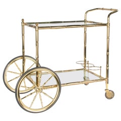 Late 20th Century Brass Faux Bamboo Bart Cart Trolley