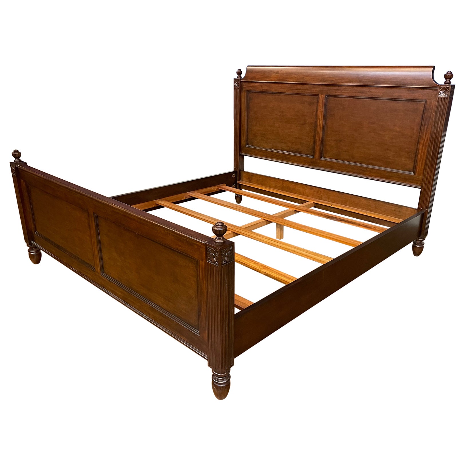 Louis XVI Style King Size Mahogany Bed by Leighton Hall  For Sale