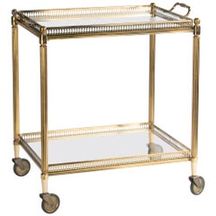 Late 20th Century Brass Two-tier Bart Cart Trolley with Serving Tray