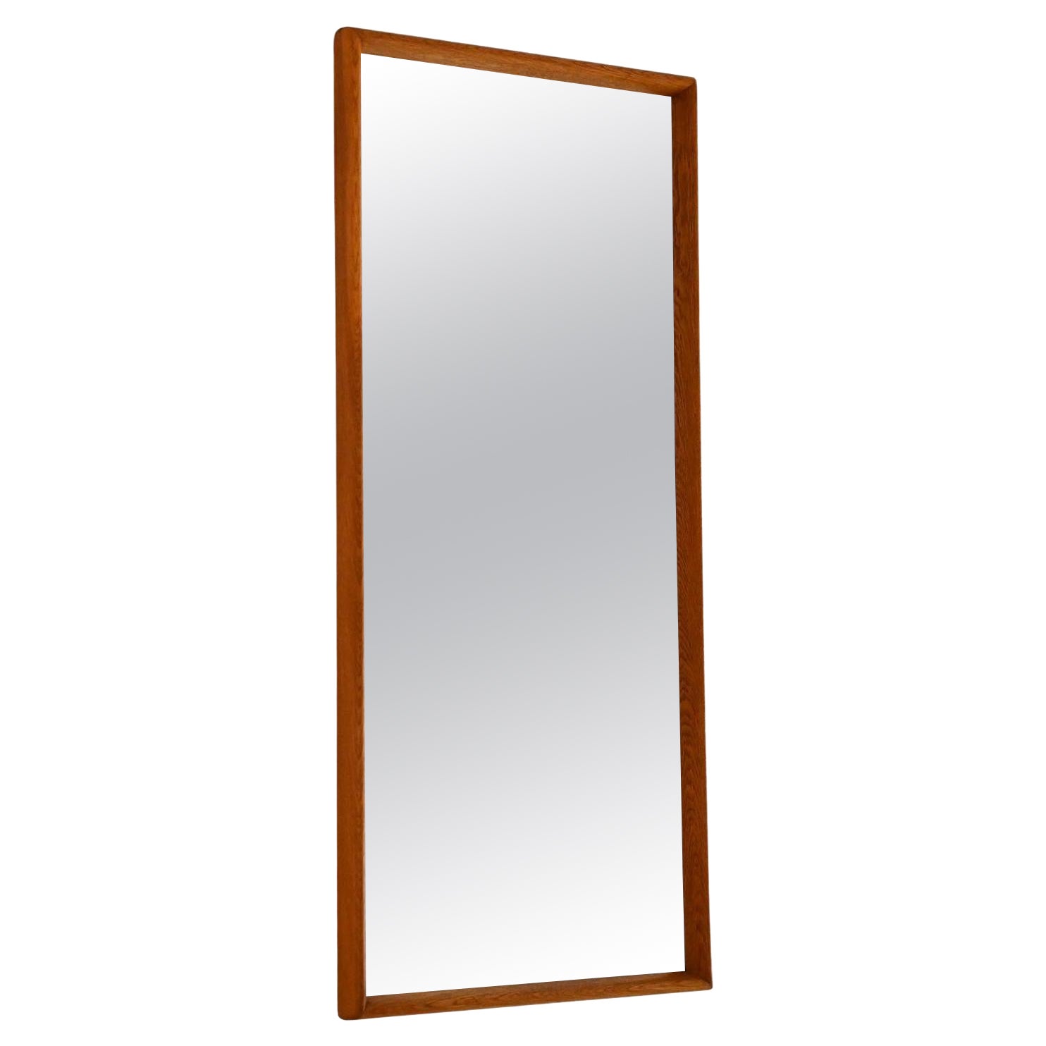 Vintage rectangular mirror with oak frame