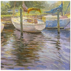 Framed Oil on Canvas "Butterscotch" Boat Scene, Jeff Markowsky