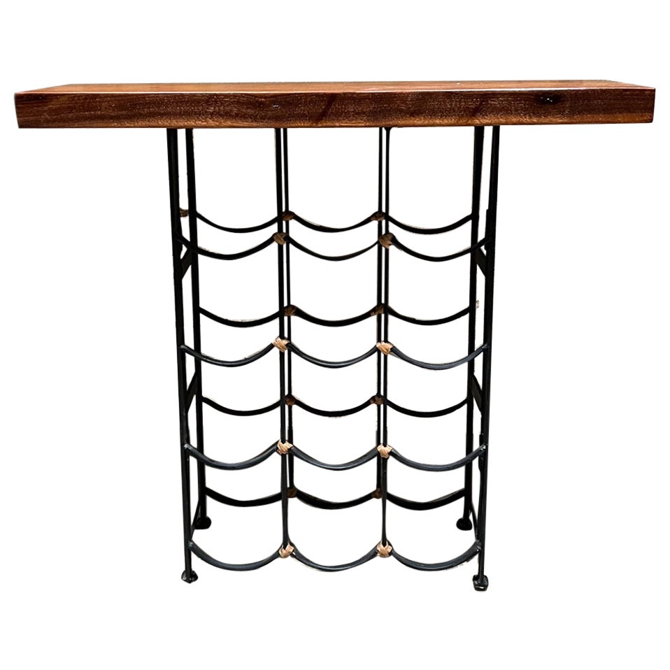 1950s Style Arthur Umanoff Wine Rack Table and 12 Bottle Holder For Sale