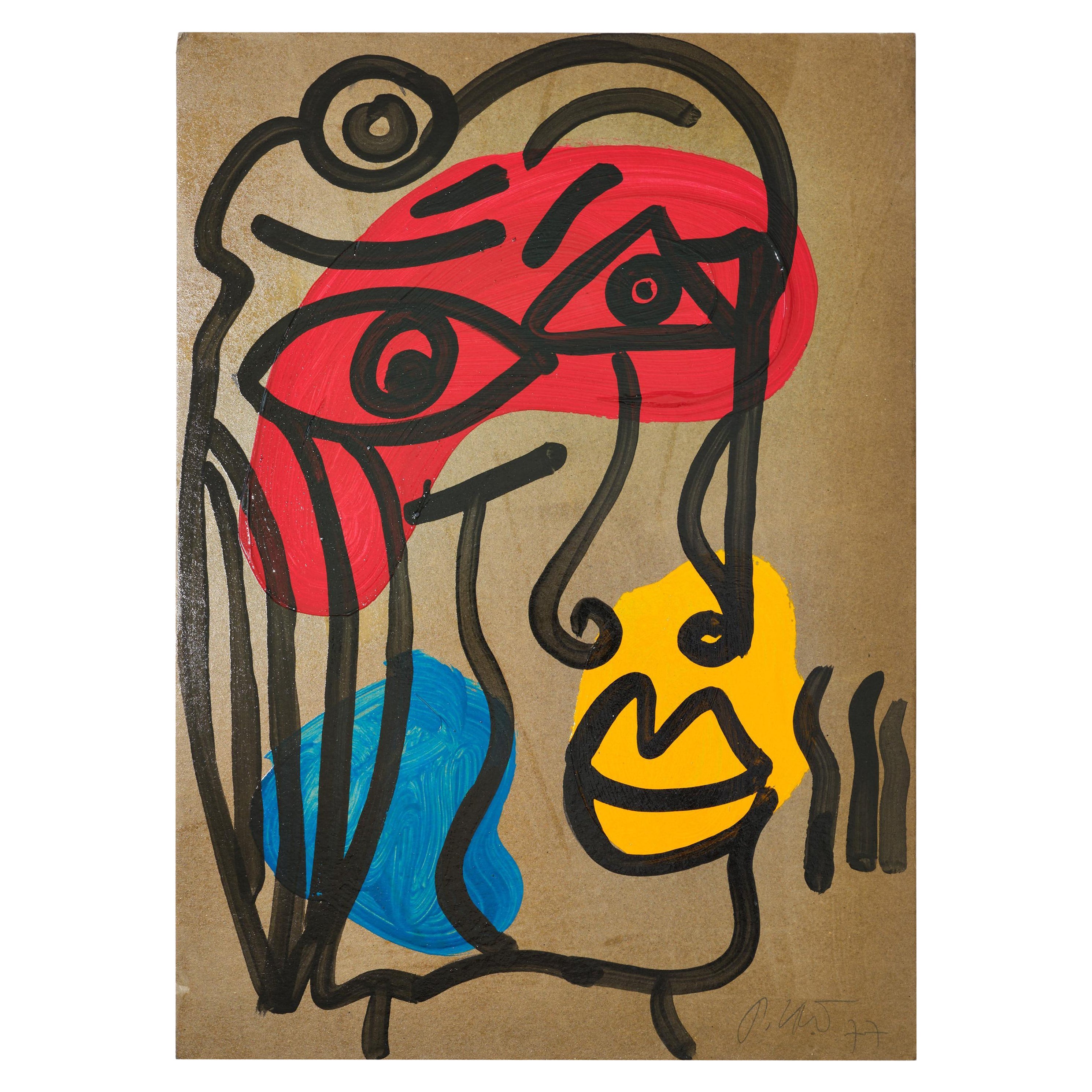 Quadro di Peter Keil, Firmato, Dipinto su tavola grigia, C.C. 1977, Moderno, Senza cornice in vendita