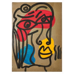 Painting by Peter Keil, Signed, Painted on Grey Board, C 1977, Modern, No Frame
