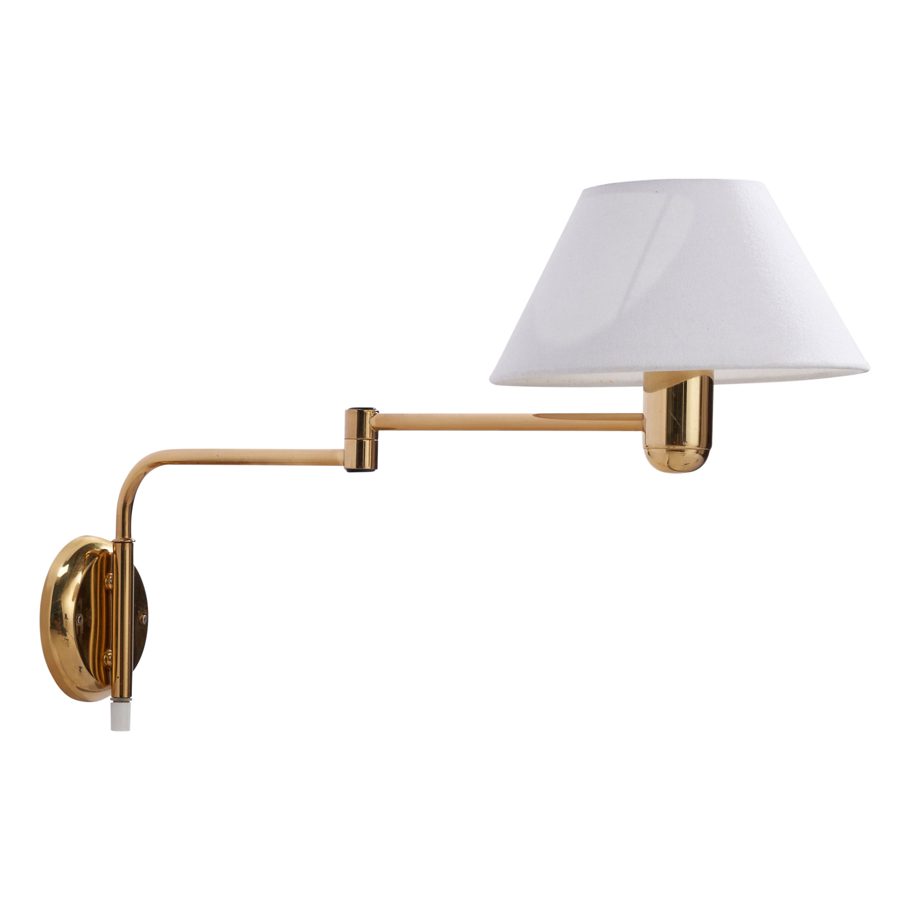 RAF, Wall Light, Brass, Fabric, Sweden, 1970s For Sale at 1stDibs