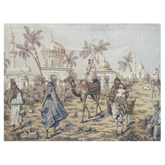 Antique Orientalist Tapestry With 19th Century Moorish Architecture Scene