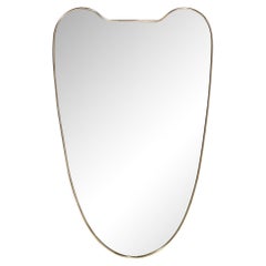 Retro Mid-Century Modernist Brass Wrapped Shield Form Mirror