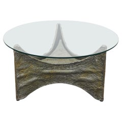 Brutalist Paul Evans Inspired Side or Coffee Table with Sculptural Base