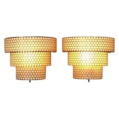 Mathieu Mategot Style Perforated Metal Sconces or Wall Lights
