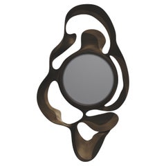Bronze Patina Brass Two Tone Inlaid Mirror by Kifu Paris