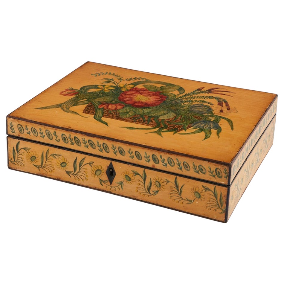 Painted Whitewood Box c1815 For Sale