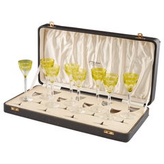 Liqueur Glasses - Set of Eight Uranium Cut to Clear by Laing Glasgow