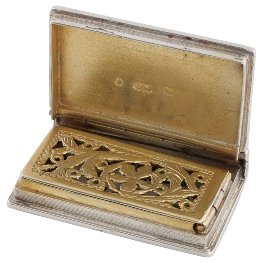 Sterling Silver Vinaigrette of Book Form Gervase Wheeler Birmingham 1835 For Sale