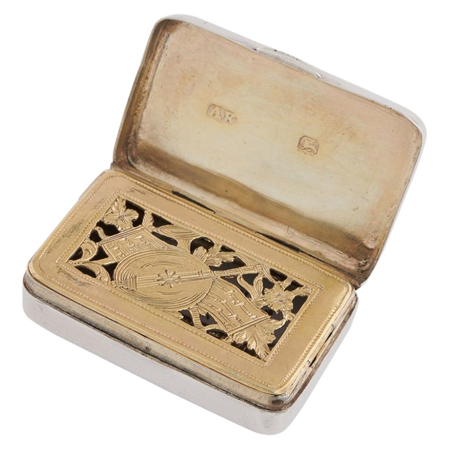  Silver Vinaigrette with Musical Score Grille London 1803 For Sale