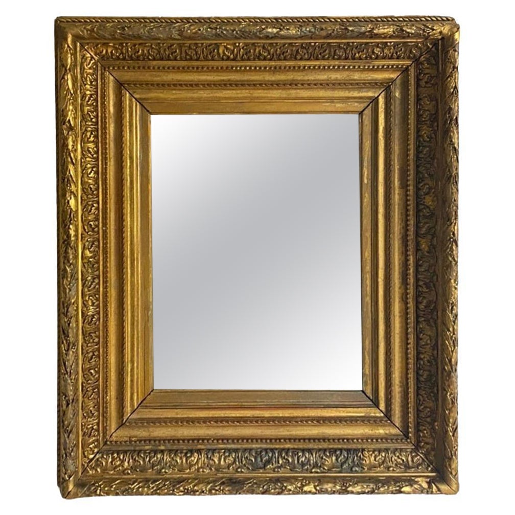 Gilt Wall Mirror in Wood Old Patina France 19th Century For Sale