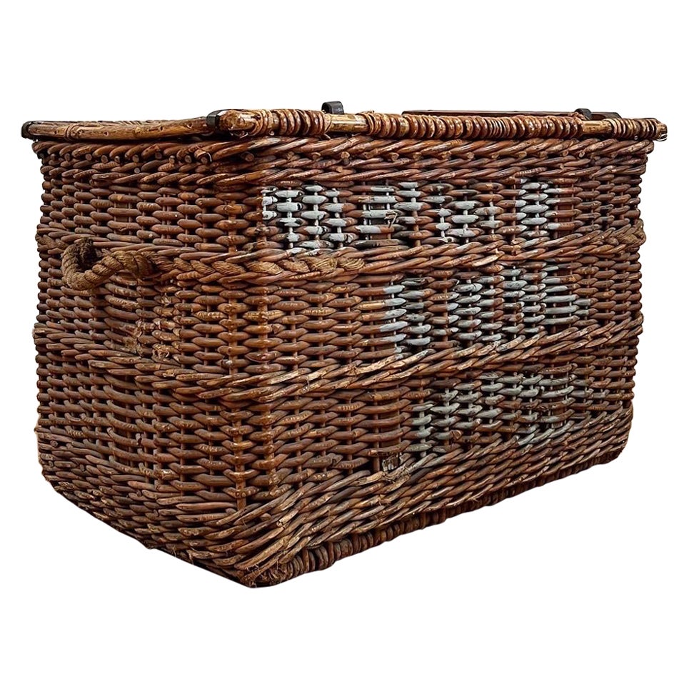 An Overscale Nineteenth Century Wicker Log Basket For Sale