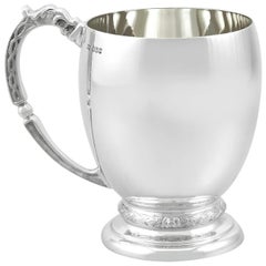 Taza de pinta vintage de plata de ley estilo Lindisfarne