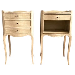 French Pair of Bedside Tables Nightstands Louis XV Style three Drawers, France