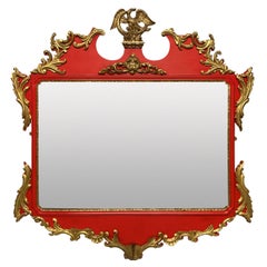 Antique George II Style Carved Scarlet & Giltwood Mirror