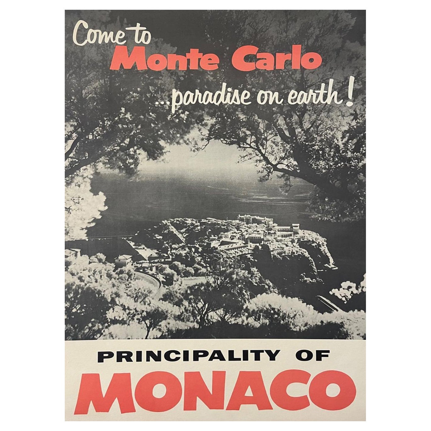Affiche vintage d'origine Come to Monte-Carlo - Paradise on Earth, 1955
