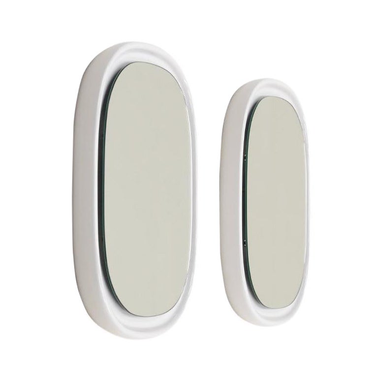 Set of 2 white ceramic mirrors by Sphinx Holland, 1970s Netherlands. 