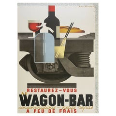 Affiche vintage originale du Wagon-Bar de 1980