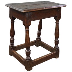 Vintage Very beautiful and original 16th-century English oak joint stool