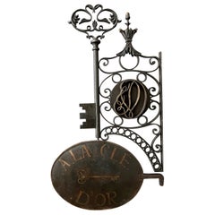 Antique Beautiful wrought iron locksmith's sign, France, first half of the XIXth century
