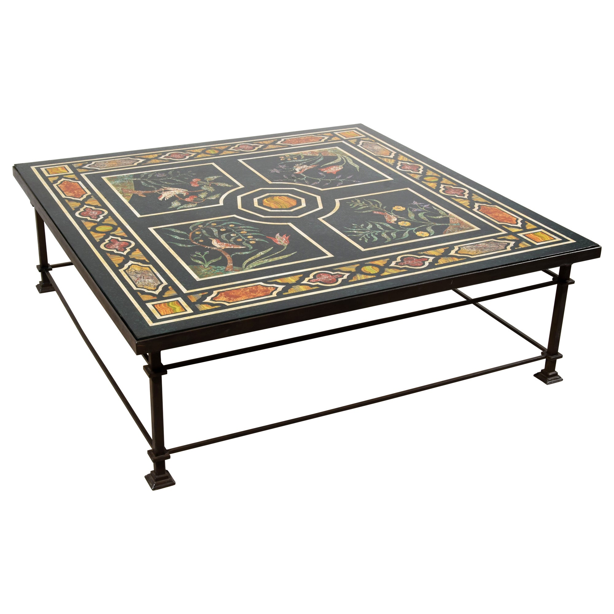  XXth Century, Tuscan Large Square Coffee Table with Lacquered Wood  For Sale