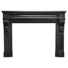 antique fireplace of Nero Marquina marble in style of Louis XVI