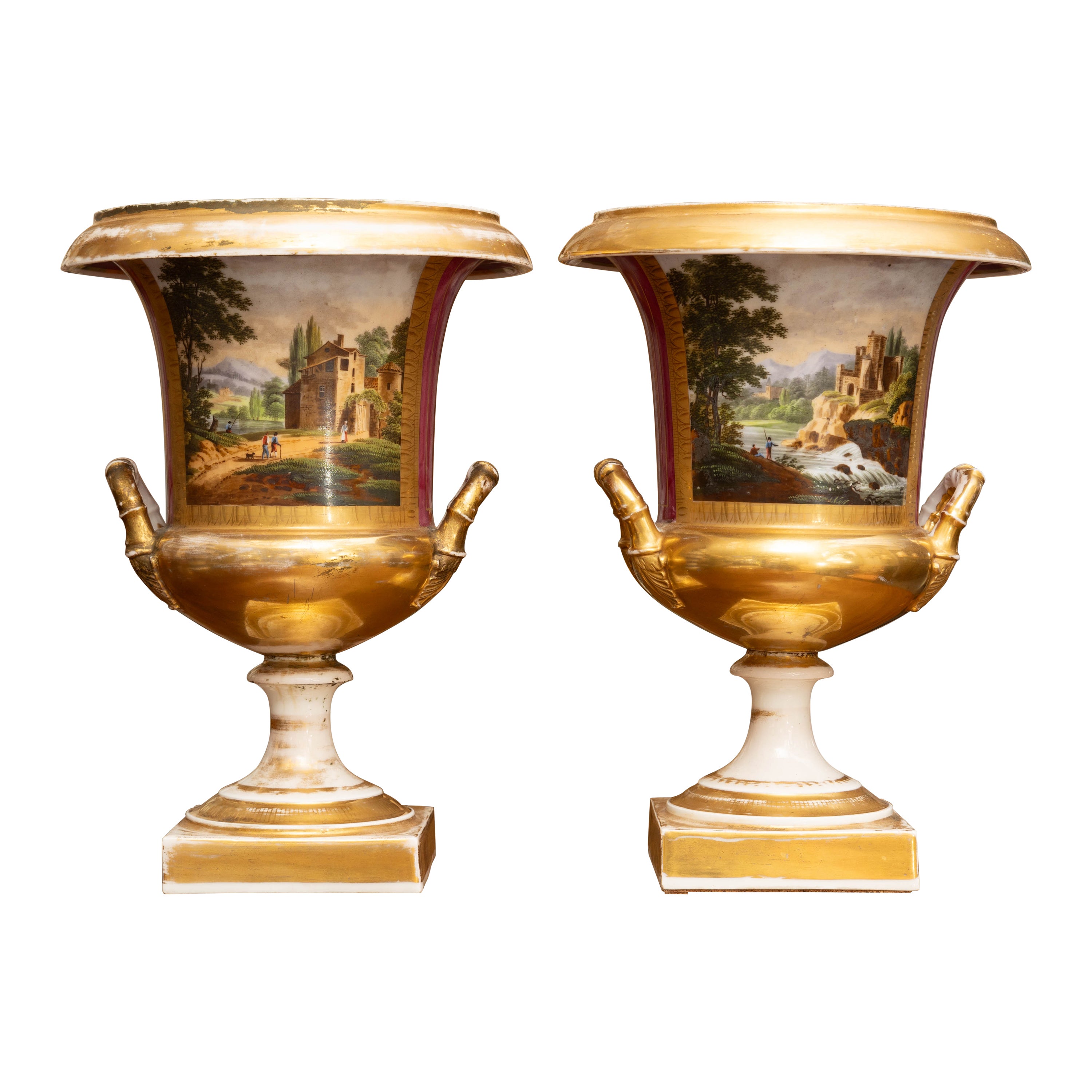 Pair of 19th Century French Empire Campaign Urns
