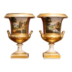 Pair of 19th Century French Empire Campaign Urns