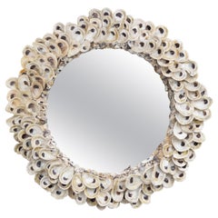 Used Custom Circular Oyster Shell Mirror