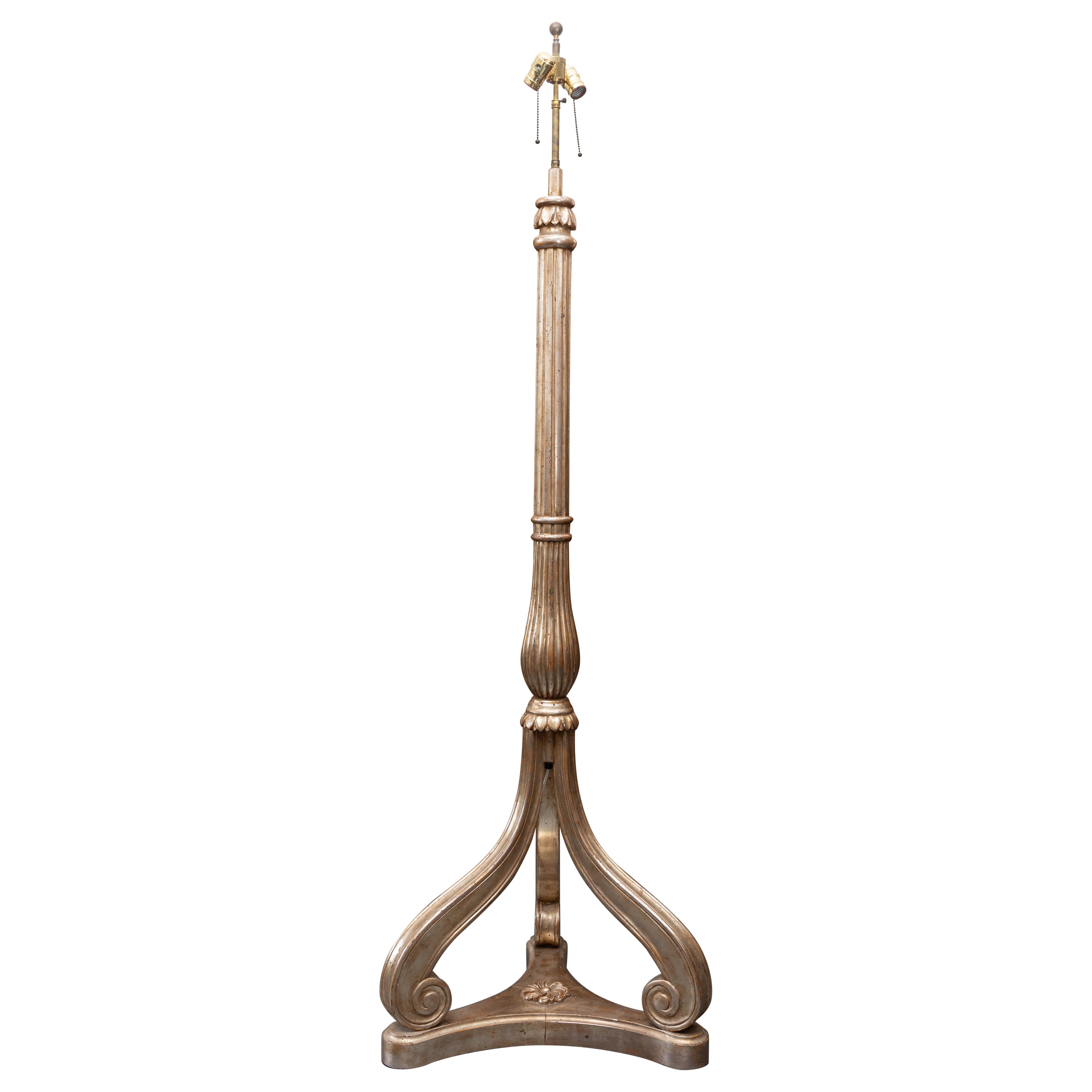 20th Century Italian Silver Gilt Floor Lamp For Sale