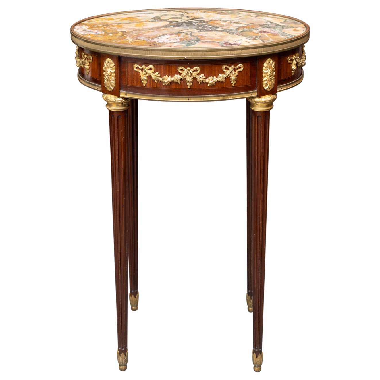 19th Century French Louis XVI Style End Table with Gilt Bronze Mounts For Sale