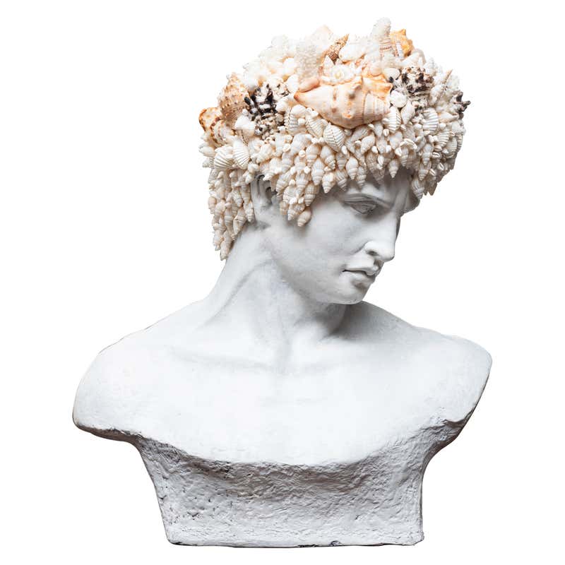 Vintage Boho Artisan Shell Bust For Sale at 1stDibs
