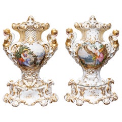 19th Century Pair of Vieux Paris Vases