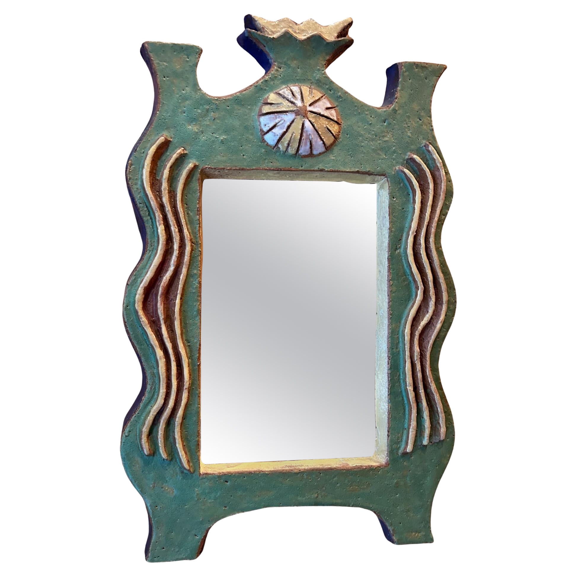 Ceramic Mirror by les Argonautes, france 1960s  For Sale